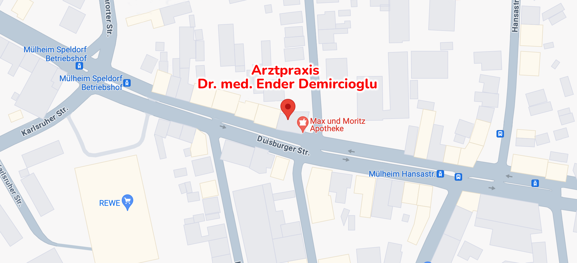 Karte: Arztpraxis Duisburger Straße 282, Mülheim an der Ruhr – Route planen